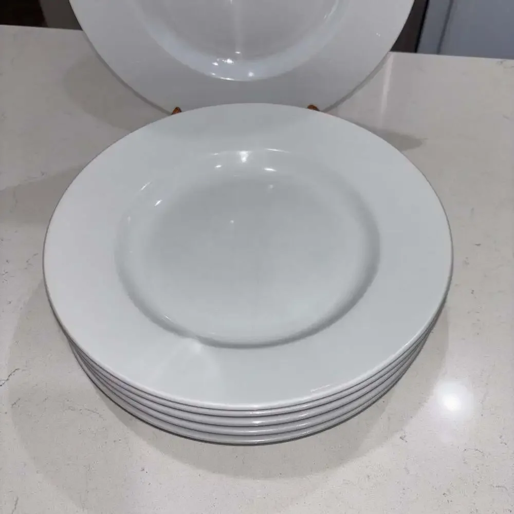 Pottery Barn Great White Rimmed Deep Well Dinner/Pasta Plates Set of 6 (10.75”)